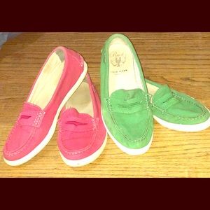 2 pair of cole haan canvas pinch loafers